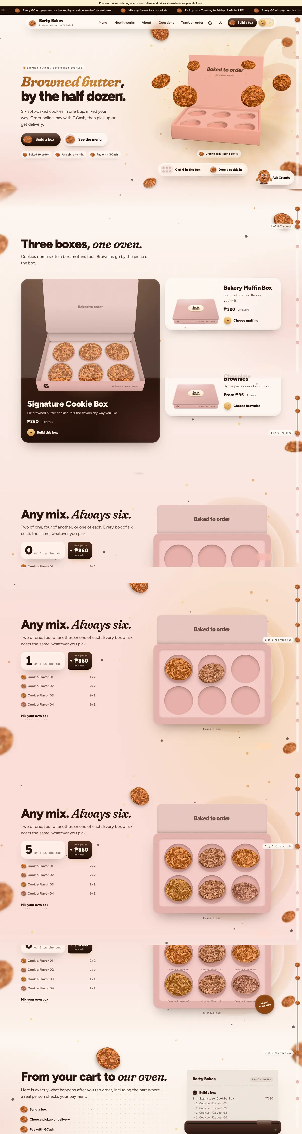 Barty Bakes website, full page