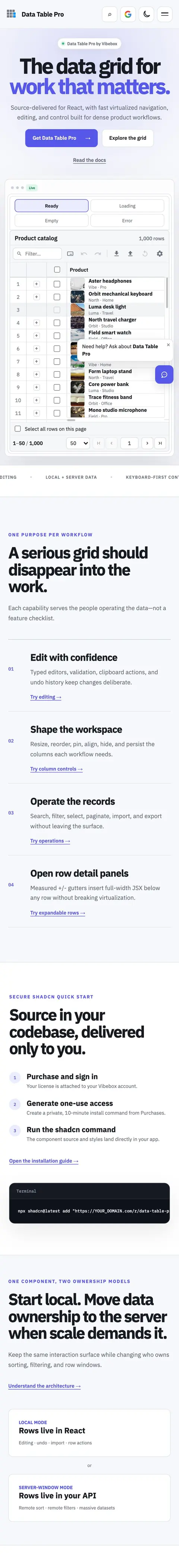 Data Table Pro on a phone