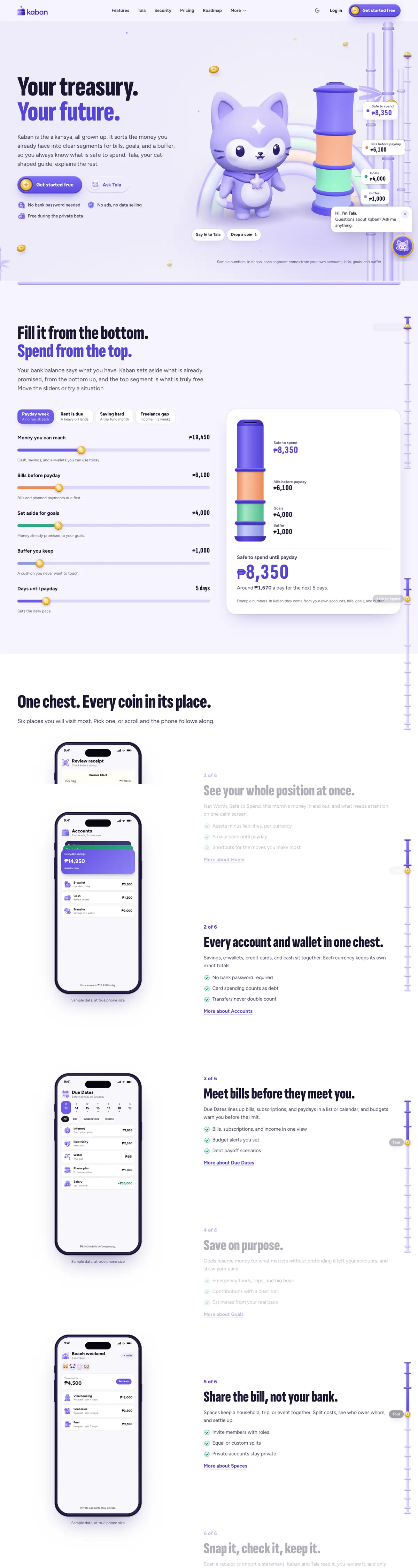 Kaban website, full page