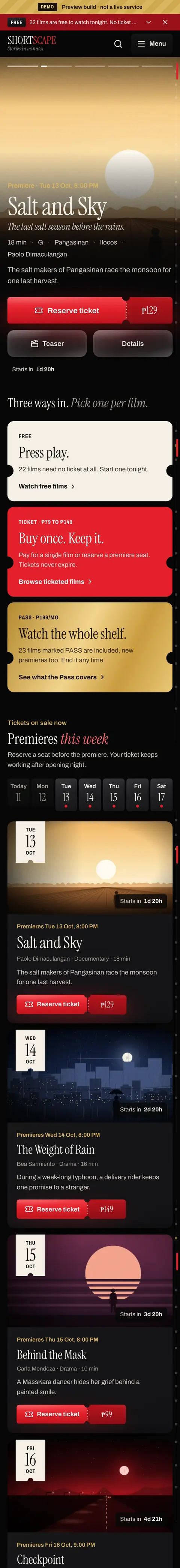 Shortscape on a phone