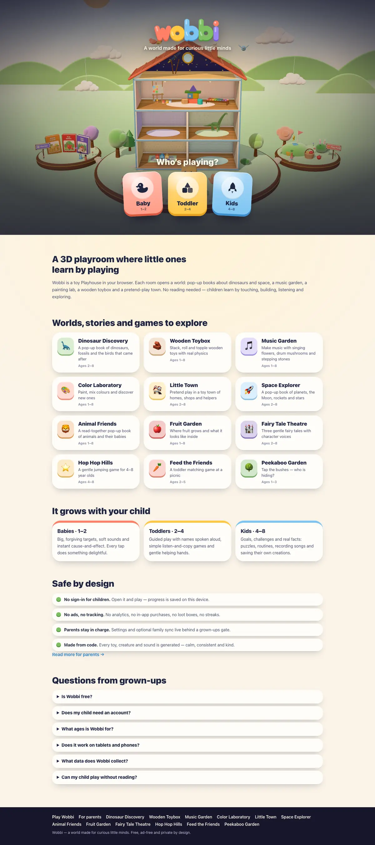 Wobbi website, full page